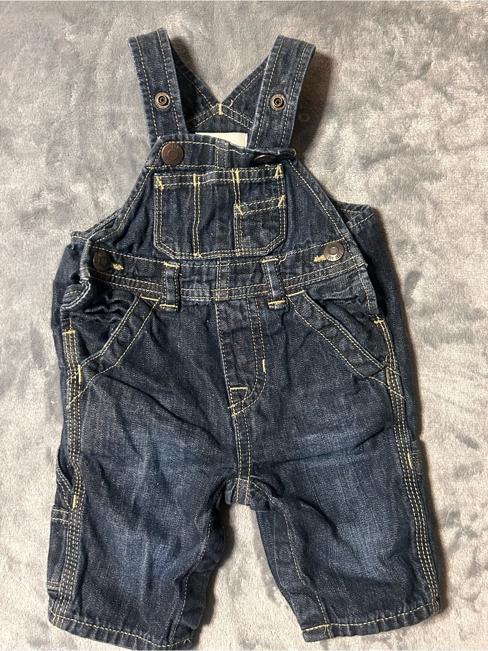 GAP BABY Dark Blue Denim Baby Overalls - Kids Bottoms